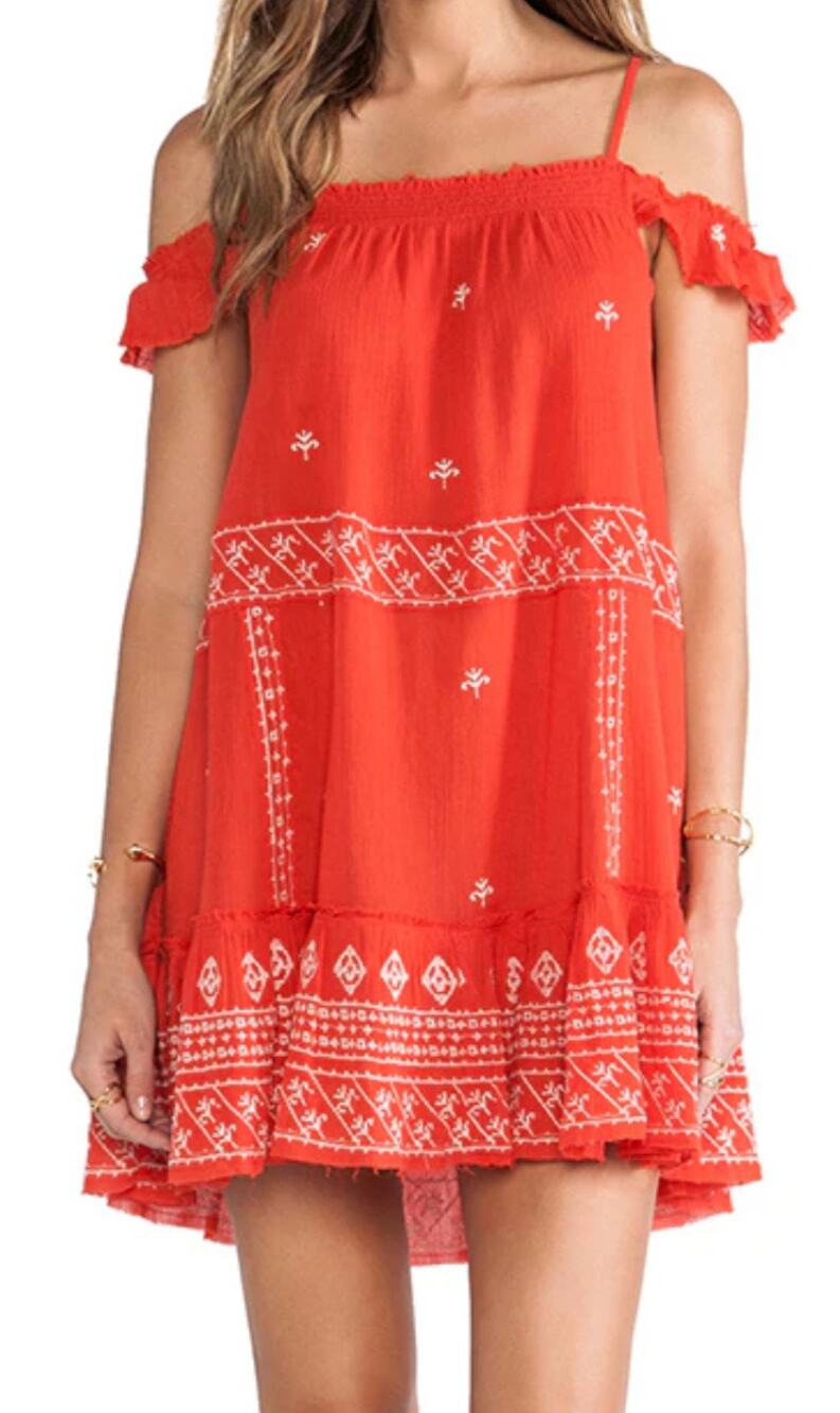 Free People Intimately small boho embroidered off shoulder Robe Flounce dress